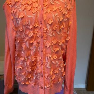Charter Club Peach Floral Cardigan